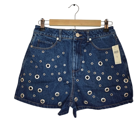 BlankNYC The Reeve High-Rise Ribcage Shorts In Silver Dreams - Picture 4 of 9